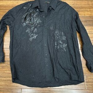 COOGI Mens Long Sleeve Black Dress Shirt - 5XL